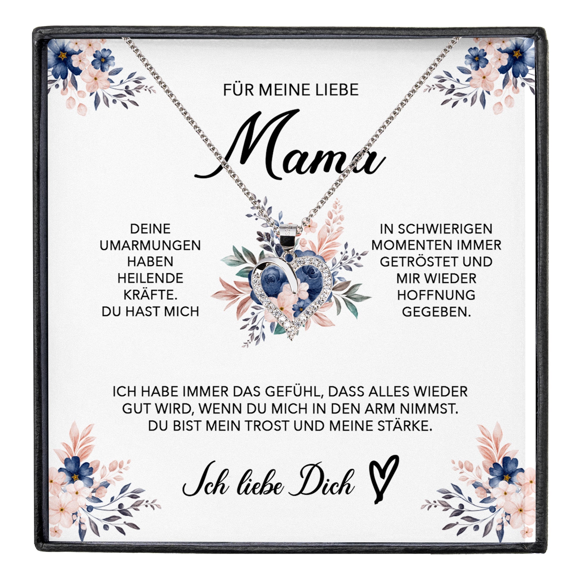22Feels® Liebe Mama Geschenk Muttertag Geburtstag Silber 925/000 Herz Halskette Valentinstag Frauen Schmuck mit Karte Mutter Weihnachten Damen Collier Eltern-Schmuck mit Botschaftskarte - Herz21-22Feels