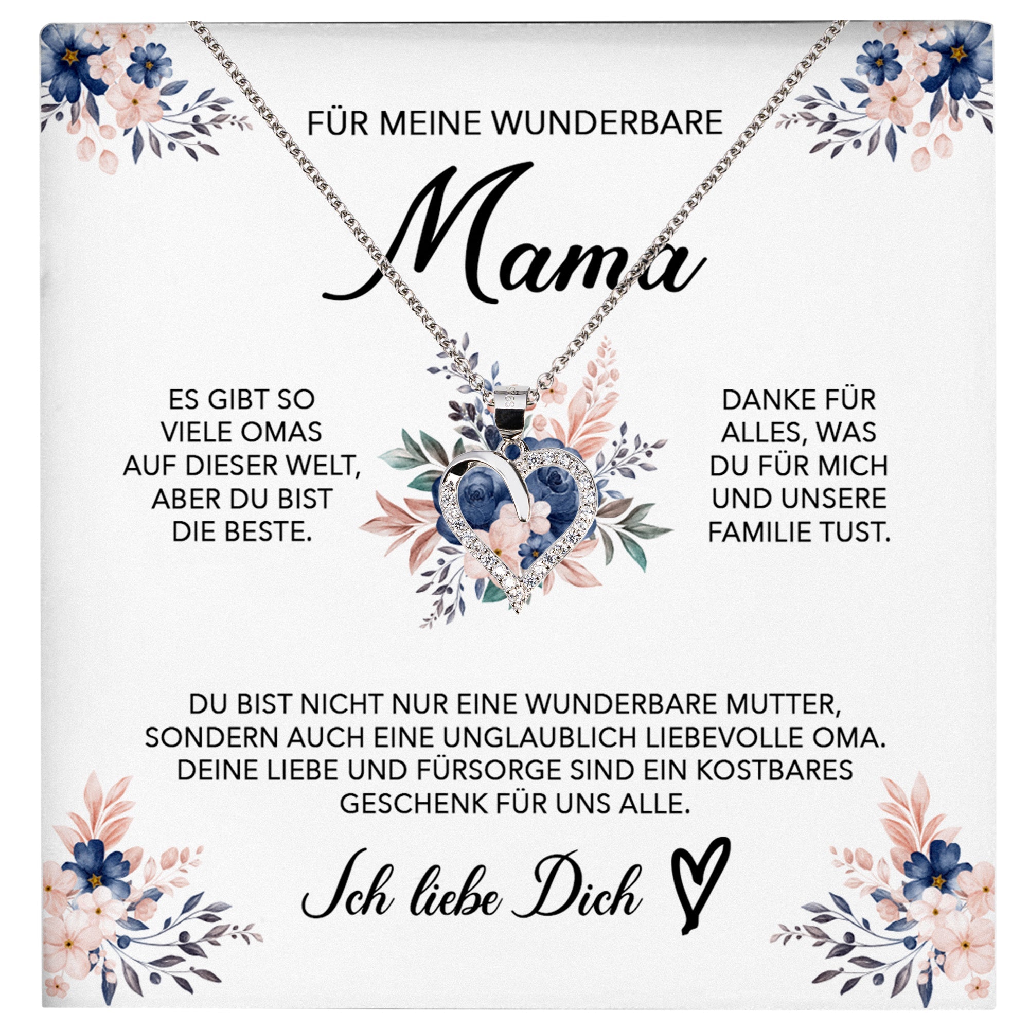 22Feels® Wunderbare Mama Geschenk Muttertag Geburtstag Silber 925/000 Herz Halskette Valentinstag Frauen Schmuck mit Karte Mutter Weihnachten Damen Collier Eltern-Schmuck mit Botschaftskarte - Herz21-22Feels