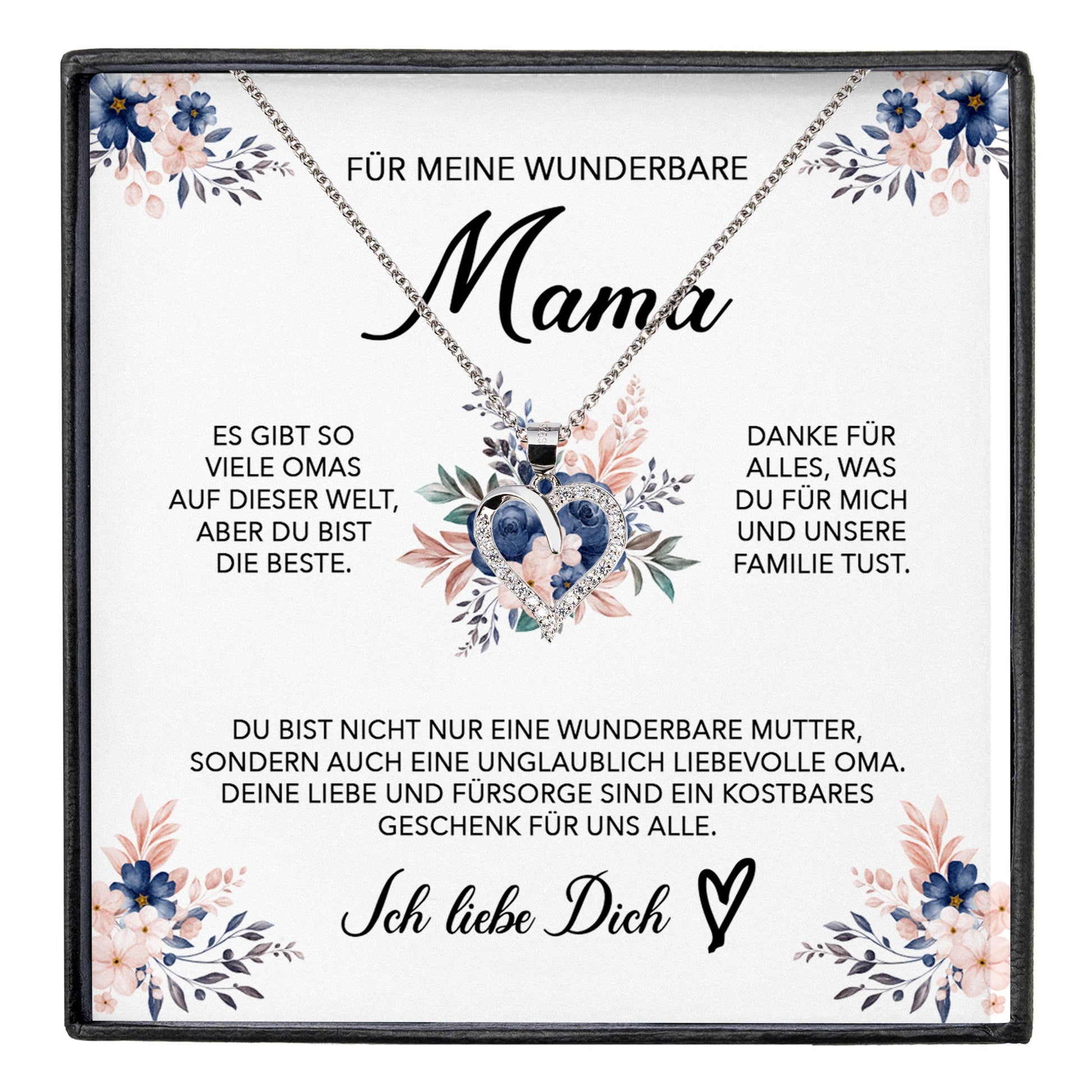 22Feels® Wunderbare Mama Geschenk Muttertag Geburtstag Silber 925/000 Herz Halskette Valentinstag Frauen Schmuck mit Karte Mutter Weihnachten Damen Collier Eltern-Schmuck mit Botschaftskarte - Herz21-22Feels
