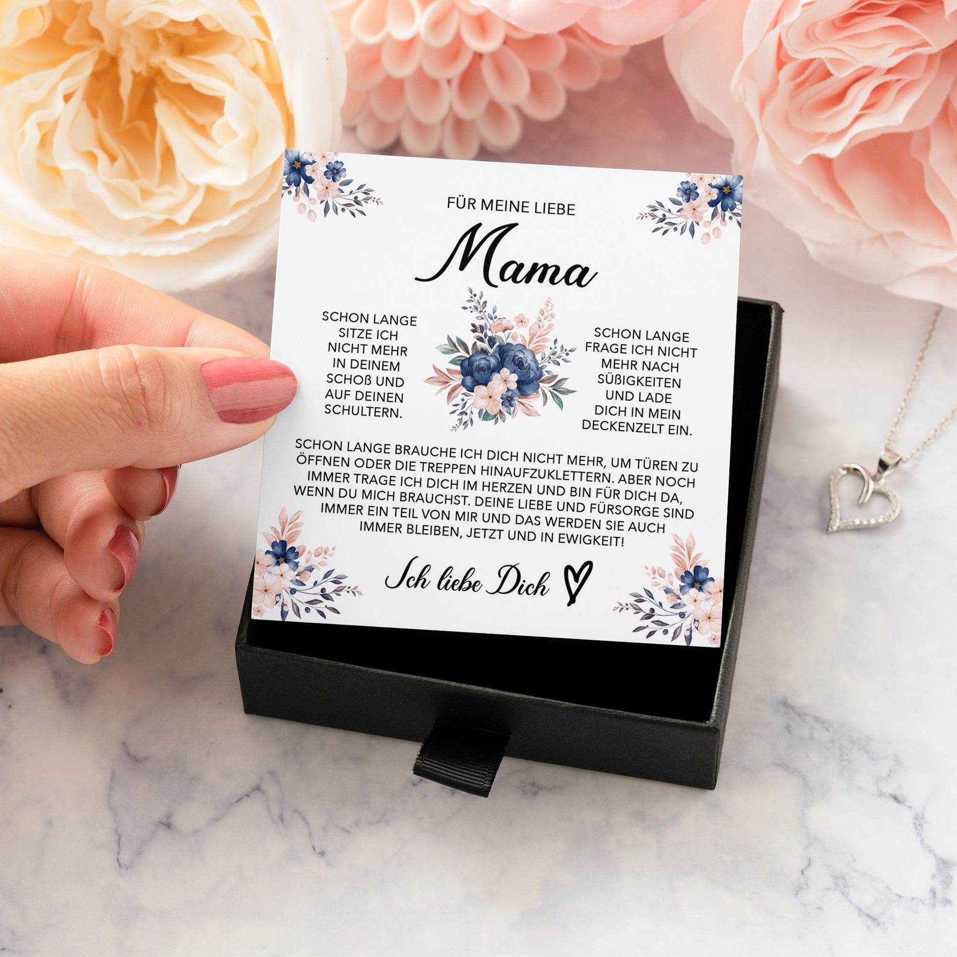 22Feels® Liebe Mama Geschenk Muttertag Geburtstag Silber 925/000 Herz Halskette Valentinstag Frauen Schmuck mit Karte Mutter Weihnachten Damen Collier Eltern-Schmuck mit Botschaftskarte - Herz21-22Feels