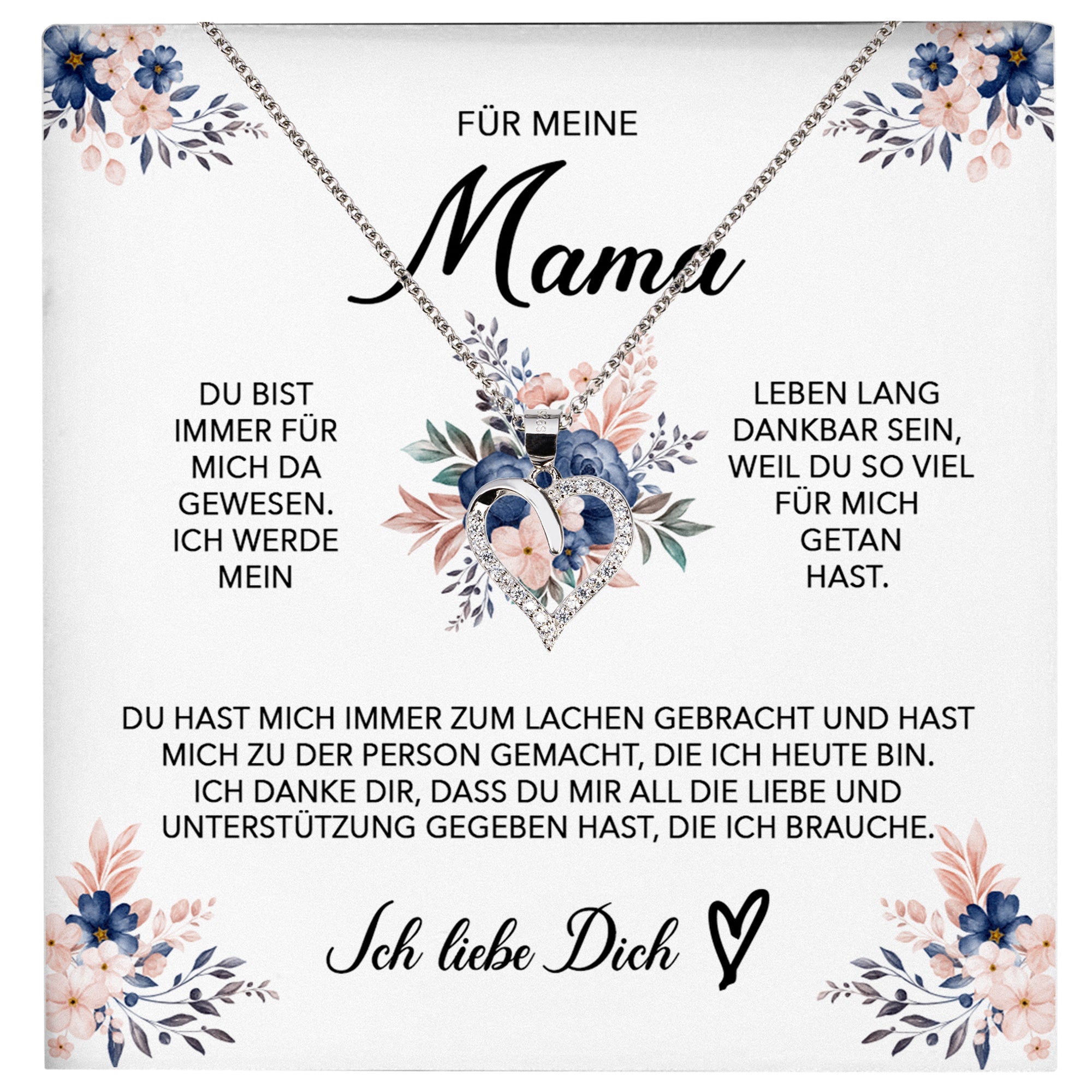 22Feels® Für Meine Mama Geschenk Muttertag Geburtstag Silber 925/000 Herz Halskette Valentinstag Frauen Schmuck mit Karte Mutter Weihnachten Damen Collier Eltern-Schmuck mit Botschaftskarte - Herz21-22Feels