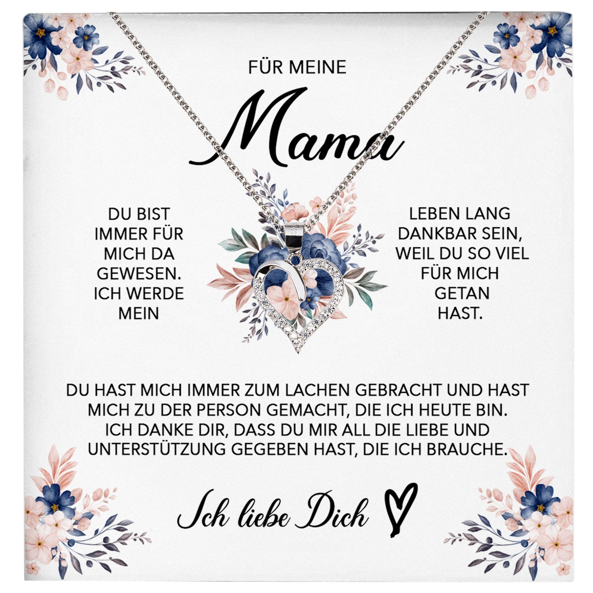 22Feels® Für Meine Mama Geschenk Muttertag Geburtstag Silber 925/000 Herz Halskette Valentinstag Frauen Schmuck mit Karte Mutter Weihnachten Damen Collier Eltern-Schmuck mit Botschaftskarte - Herz21-22Feels