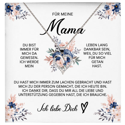 22Feels® Für Meine Mama Geschenk Muttertag Geburtstag Silber 925/000 Herz Halskette Valentinstag Frauen Schmuck mit Karte Mutter Weihnachten Damen Collier Eltern-Schmuck mit Botschaftskarte - Herz21-22Feels