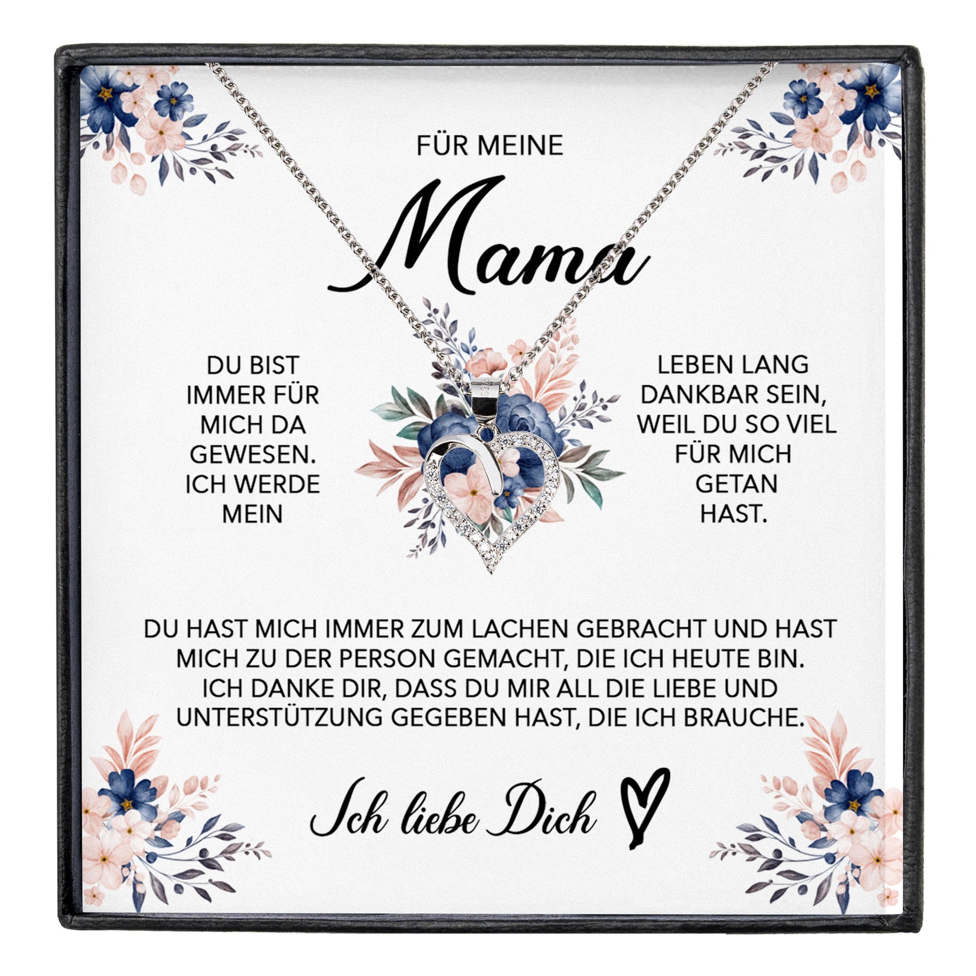 22Feels® Für Meine Mama Geschenk Muttertag Geburtstag Silber 925/000 Herz Halskette Valentinstag Frauen Schmuck mit Karte Mutter Weihnachten Damen Collier Eltern-Schmuck mit Botschaftskarte - Herz21-22Feels
