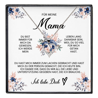 22Feels® Für Meine Mama Geschenk Muttertag Geburtstag Silber 925/000 Herz Halskette Valentinstag Frauen Schmuck mit Karte Mutter Weihnachten Damen Collier Eltern-Schmuck mit Botschaftskarte - Herz21-22Feels