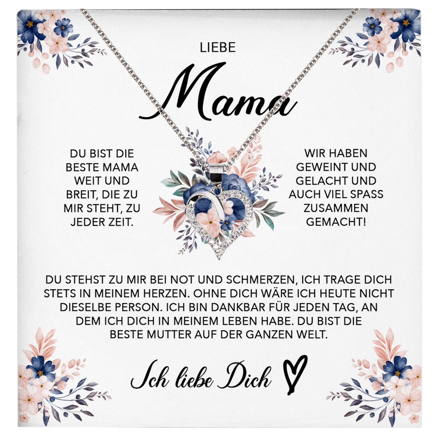 22Feels® Liebe Mama Geschenk Muttertag Geburtstag Silber 925/000 Herz Halskette Valentinstag Frauen Schmuck mit Karte Mutter Weihnachten Damen Collier Eltern-Schmuck mit Botschaftskarte - Herz21-22Feels