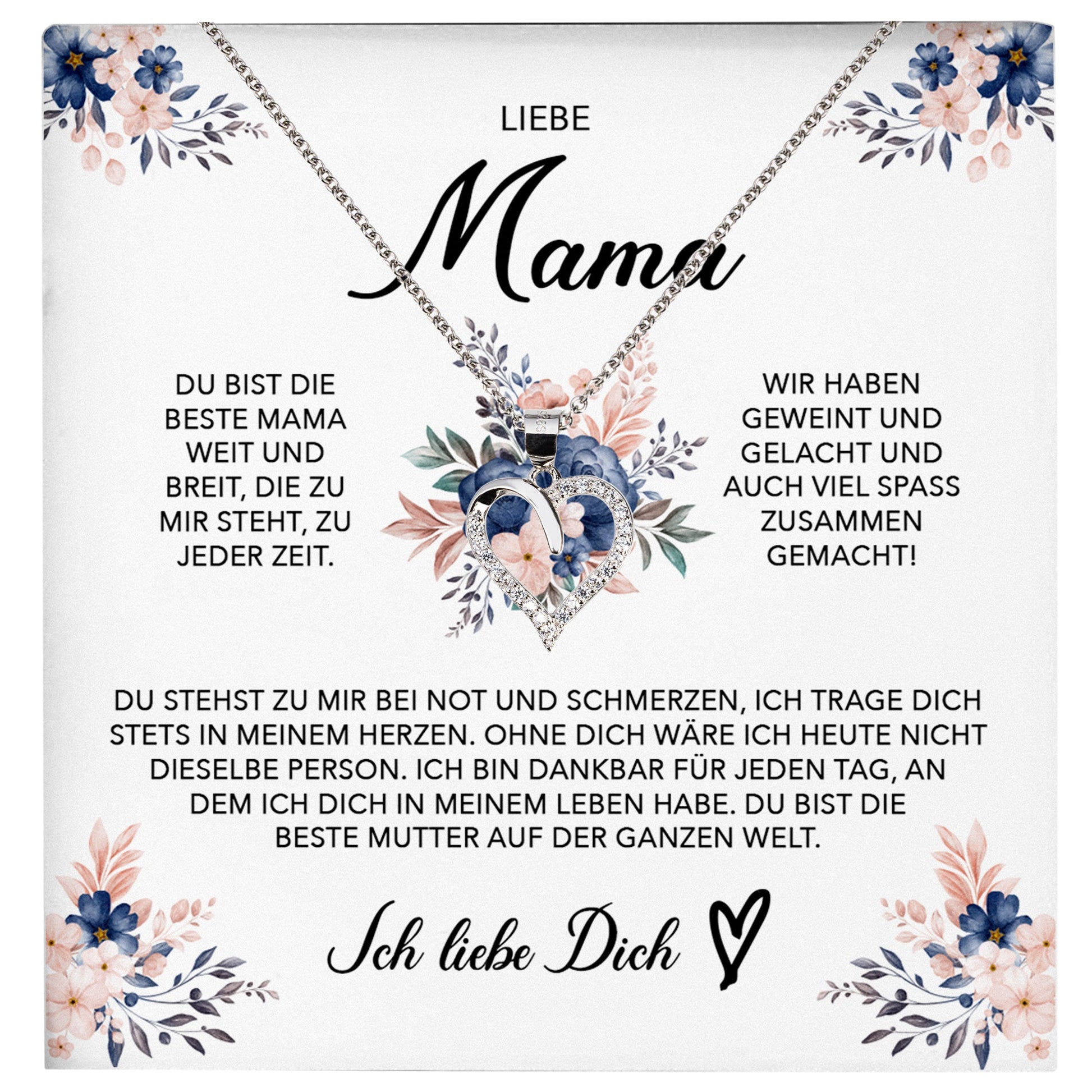 22Feels® Liebe Mama Geschenk Muttertag Geburtstag Silber 925/000 Herz Halskette Valentinstag Frauen Schmuck mit Karte Mutter Weihnachten Damen Collier Eltern-Schmuck mit Botschaftskarte - Herz21-22Feels