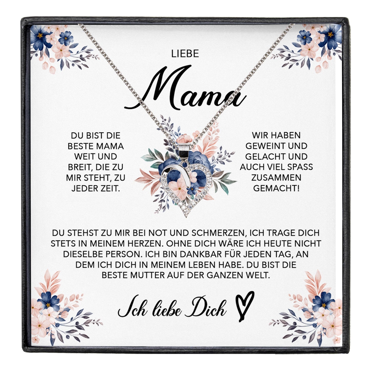 22Feels® Liebe Mama Geschenk Muttertag Geburtstag Silber 925/000 Herz Halskette Valentinstag Frauen Schmuck mit Karte Mutter Weihnachten Damen Collier Eltern-Schmuck mit Botschaftskarte - Herz21-22Feels