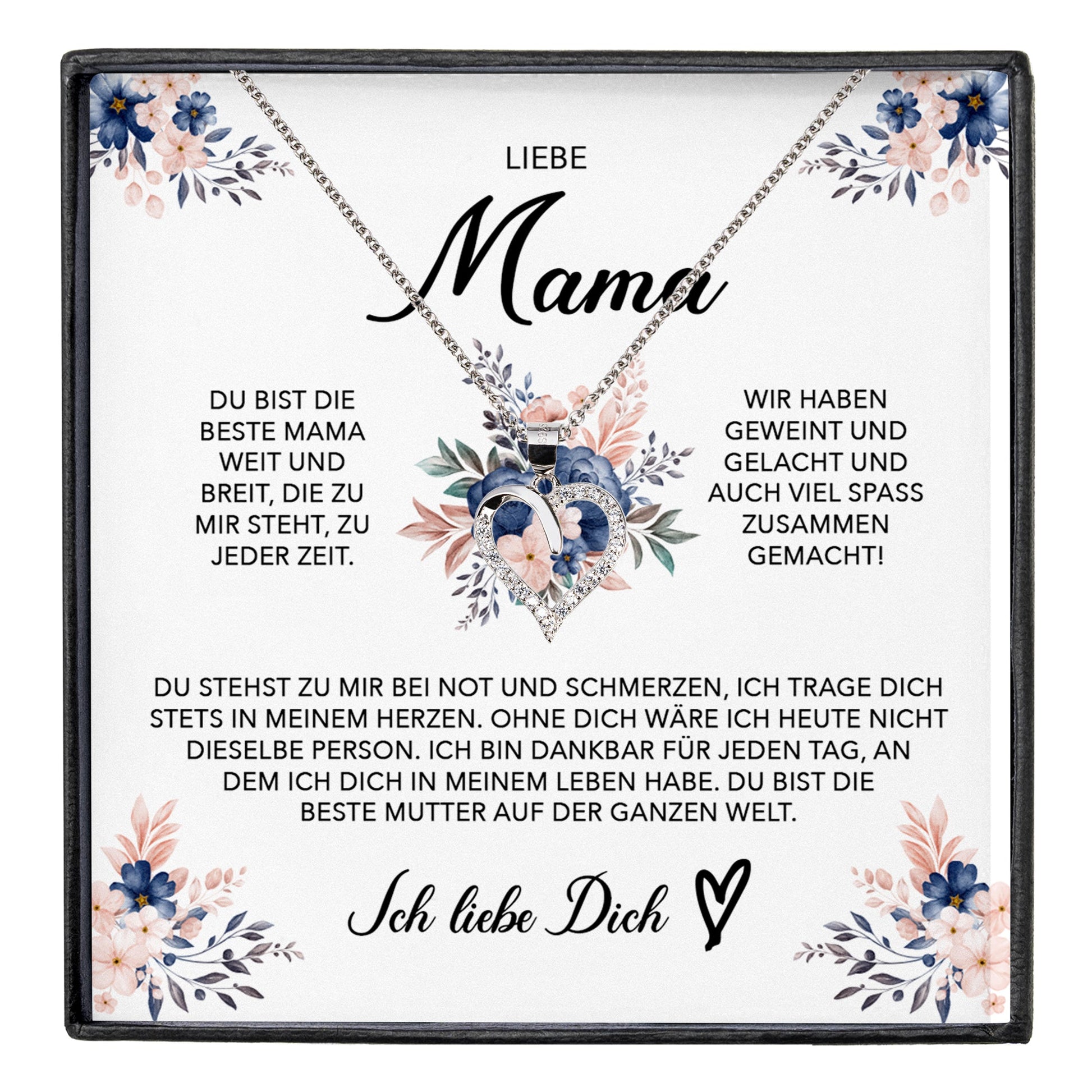 22Feels® Liebe Mama Geschenk Muttertag Geburtstag Silber 925/000 Herz Halskette Valentinstag Frauen Schmuck mit Karte Mutter Weihnachten Damen Collier Eltern-Schmuck mit Botschaftskarte - Herz21-22Feels