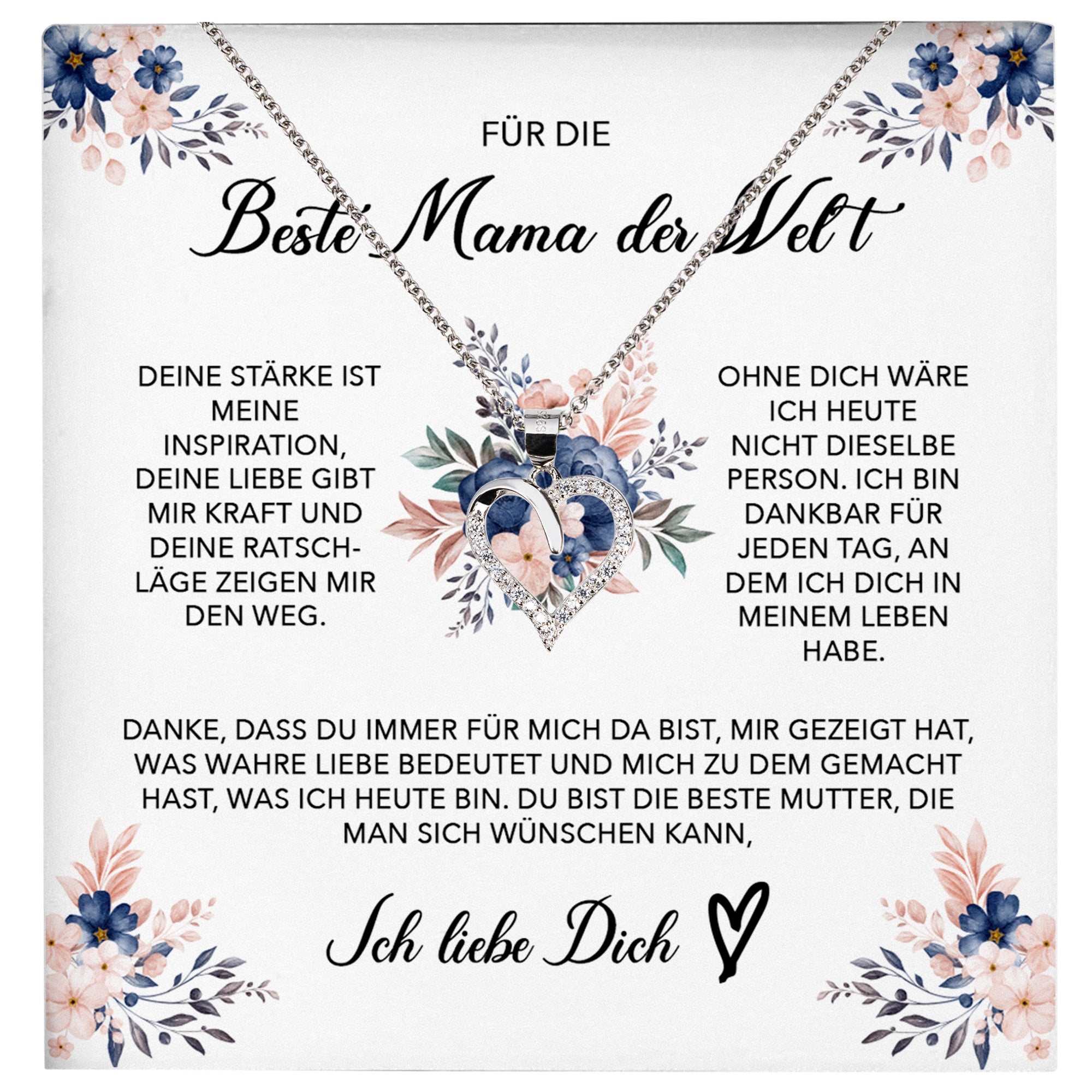 22Feels® Beste Mama der Welt Geschenk Muttertag Geburtstag Silber 925/000 Herz Halskette Valentinstag Frauen Schmuck mit Karte Mutter Weihnachten Damen Collier Eltern-Schmuck mit Botschaftskarte - Herz21-22Feels