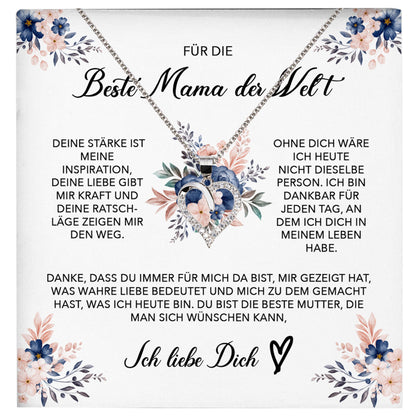 22Feels® Beste Mama der Welt Geschenk Muttertag Geburtstag Silber 925/000 Herz Halskette Valentinstag Frauen Schmuck mit Karte Mutter Weihnachten Damen Collier Eltern-Schmuck mit Botschaftskarte - Herz21-22Feels