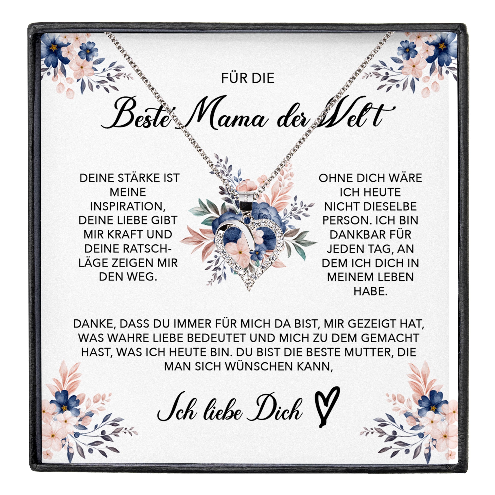 22Feels® Beste Mama der Welt Geschenk Muttertag Geburtstag Silber 925/000 Herz Halskette Valentinstag Frauen Schmuck mit Karte Mutter Weihnachten Damen Collier Eltern-Schmuck mit Botschaftskarte - Herz21-22Feels