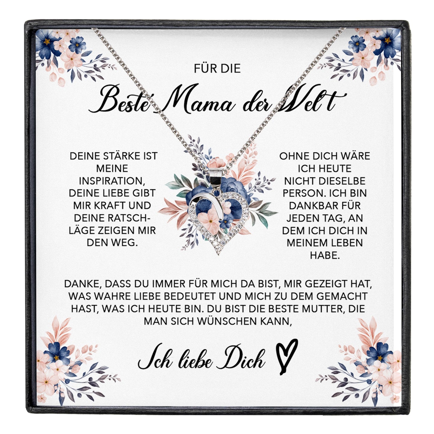 22Feels® Beste Mama der Welt Geschenk Muttertag Geburtstag Silber 925/000 Herz Halskette Valentinstag Frauen Schmuck mit Karte Mutter Weihnachten Damen Collier Eltern-Schmuck mit Botschaftskarte - Herz21-22Feels