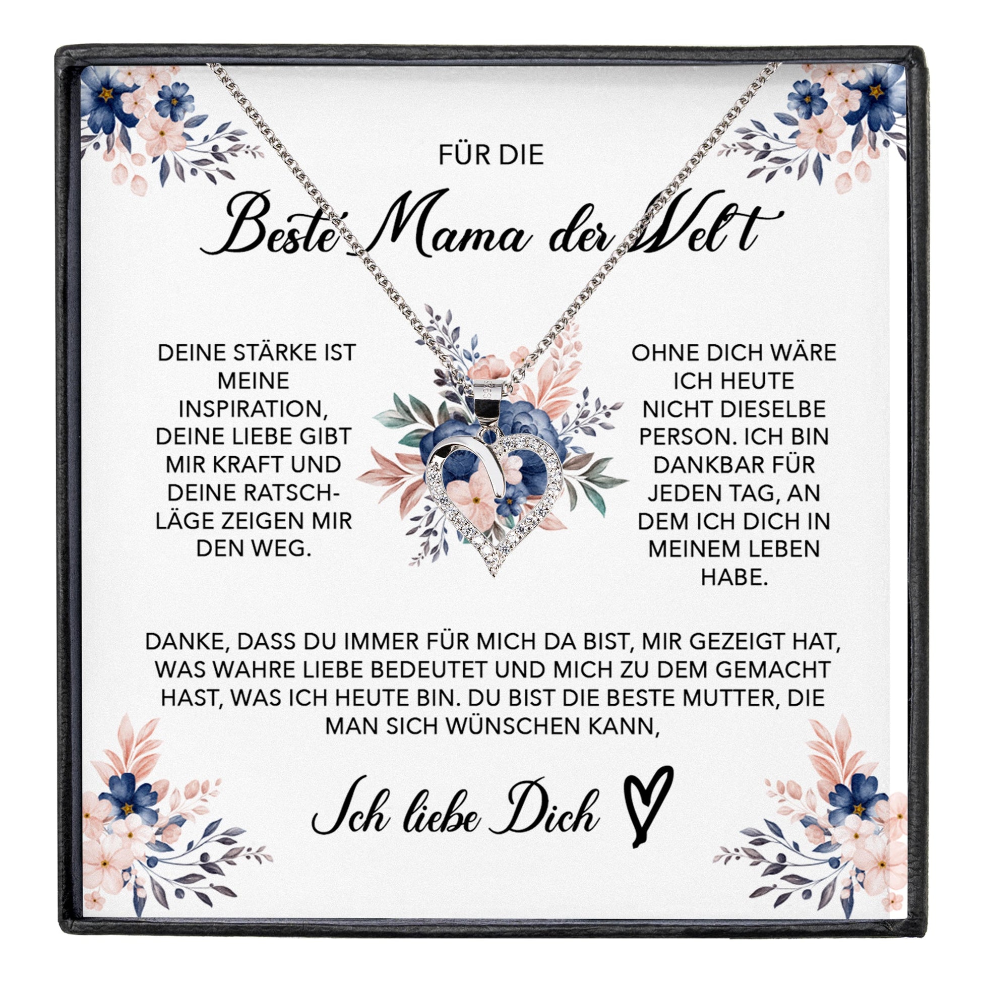22Feels® Beste Mama der Welt Geschenk Muttertag Geburtstag Silber 925/000 Herz Halskette Valentinstag Frauen Schmuck mit Karte Mutter Weihnachten Damen Collier Eltern-Schmuck mit Botschaftskarte - Herz21-22Feels