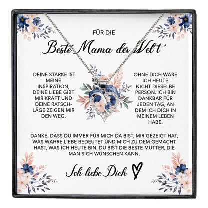 22Feels® Beste Mama der Welt Geschenk Muttertag Geburtstag Silber 925/000 Herz Halskette Valentinstag Frauen Schmuck mit Karte Mutter Weihnachten Damen Collier Eltern-Schmuck mit Botschaftskarte - Herz21-22Feels