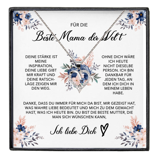 22Feels® Beste Mama der Welt Geschenk Muttertag Geburtstag Silber 925/000 Herz Halskette Valentinstag Frauen Schmuck mit Karte Mutter Weihnachten Damen Collier Eltern-Schmuck mit Botschaftskarte - Herz21-22Feels
