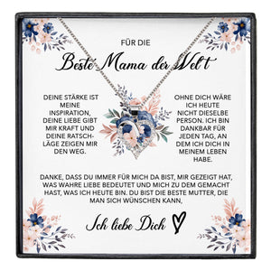 22Feels® Beste Mama der Welt Geschenk Muttertag Geburtstag Silber 925/000 Herz Halskette Valentinstag Frauen Schmuck mit Karte Mutter Weihnachten Damen Collier Eltern-Schmuck mit Botschaftskarte - Herz21-22Feels