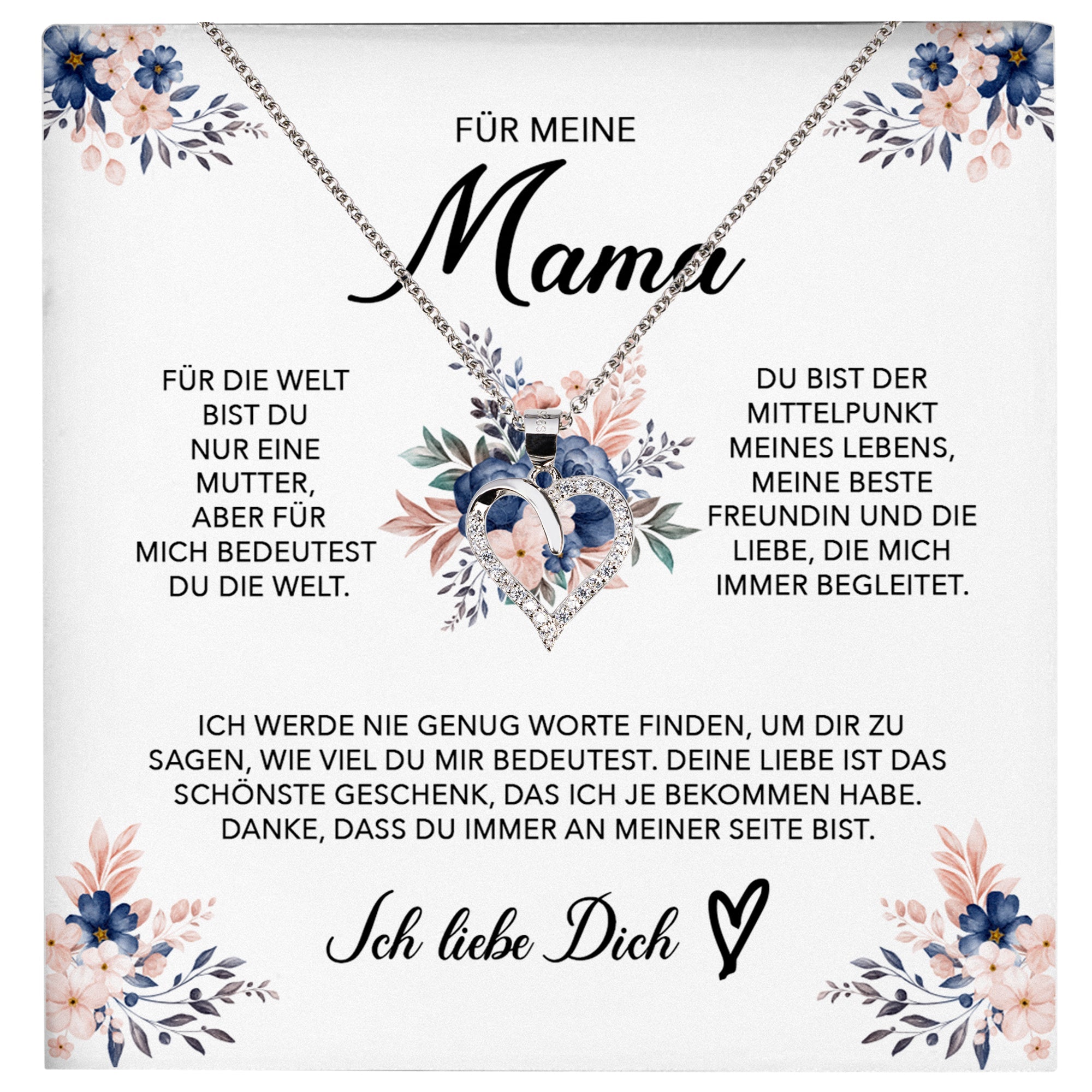 22Feels® Liebe Mama Geschenk Muttertag Geburtstag Silber 925/000 Herz Halskette Valentinstag Frauen Schmuck mit Karte Mutter Weihnachten Damen Collier Eltern-Schmuck mit Botschaftskarte - Herz21-22Feels