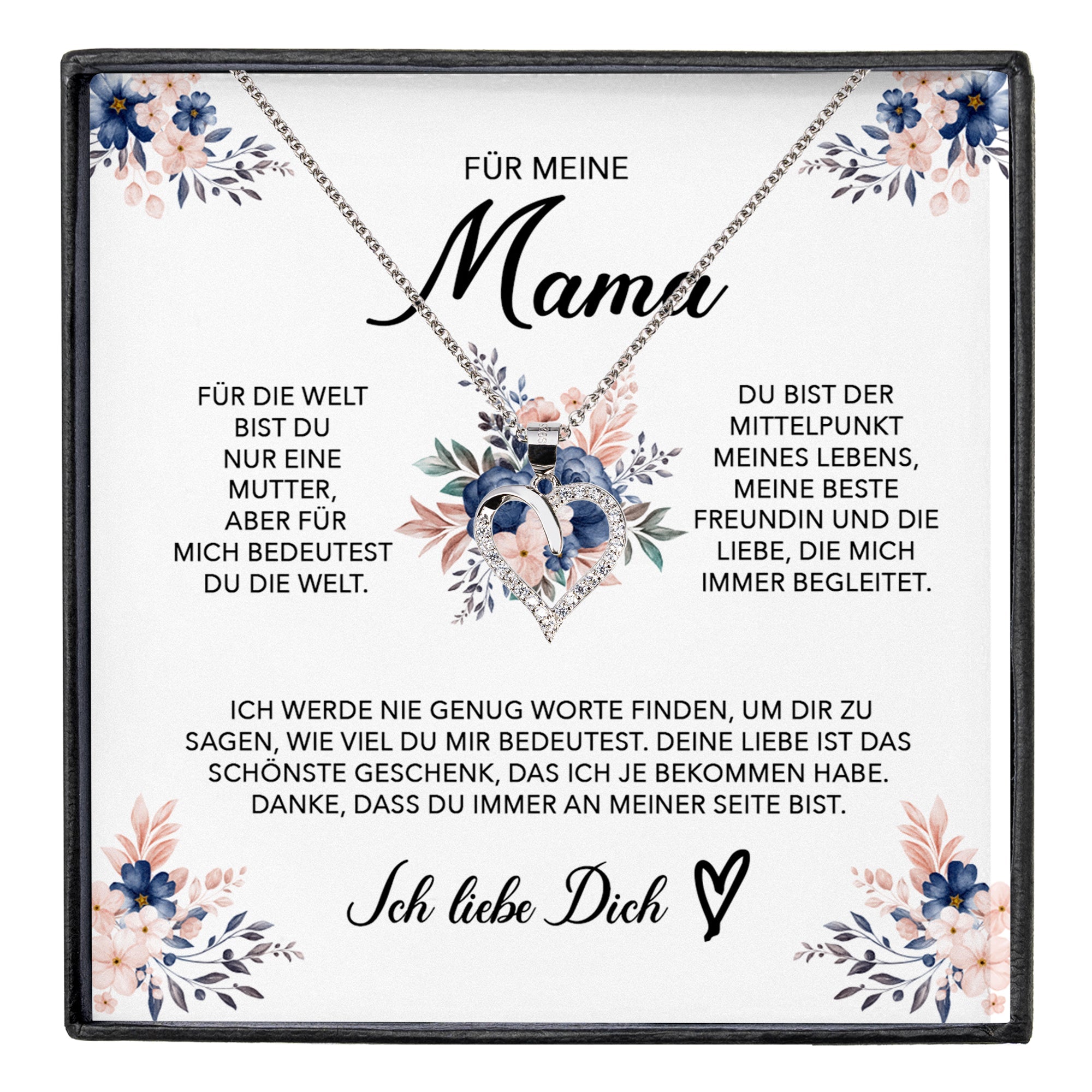 22Feels® Liebe Mama Geschenk Muttertag Geburtstag Silber 925/000 Herz Halskette Valentinstag Frauen Schmuck mit Karte Mutter Weihnachten Damen Collier Eltern-Schmuck mit Botschaftskarte - Herz21-22Feels