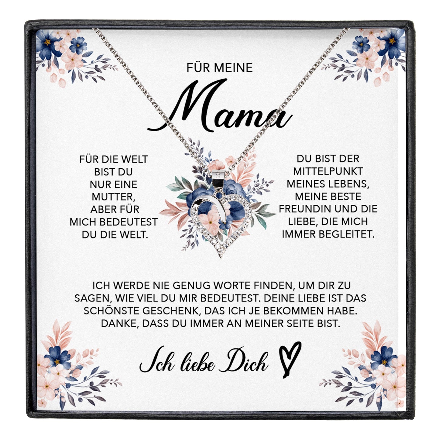 22Feels® Liebe Mama Geschenk Muttertag Geburtstag Silber 925/000 Herz Halskette Valentinstag Frauen Schmuck mit Karte Mutter Weihnachten Damen Collier Eltern-Schmuck mit Botschaftskarte - Herz21-22Feels