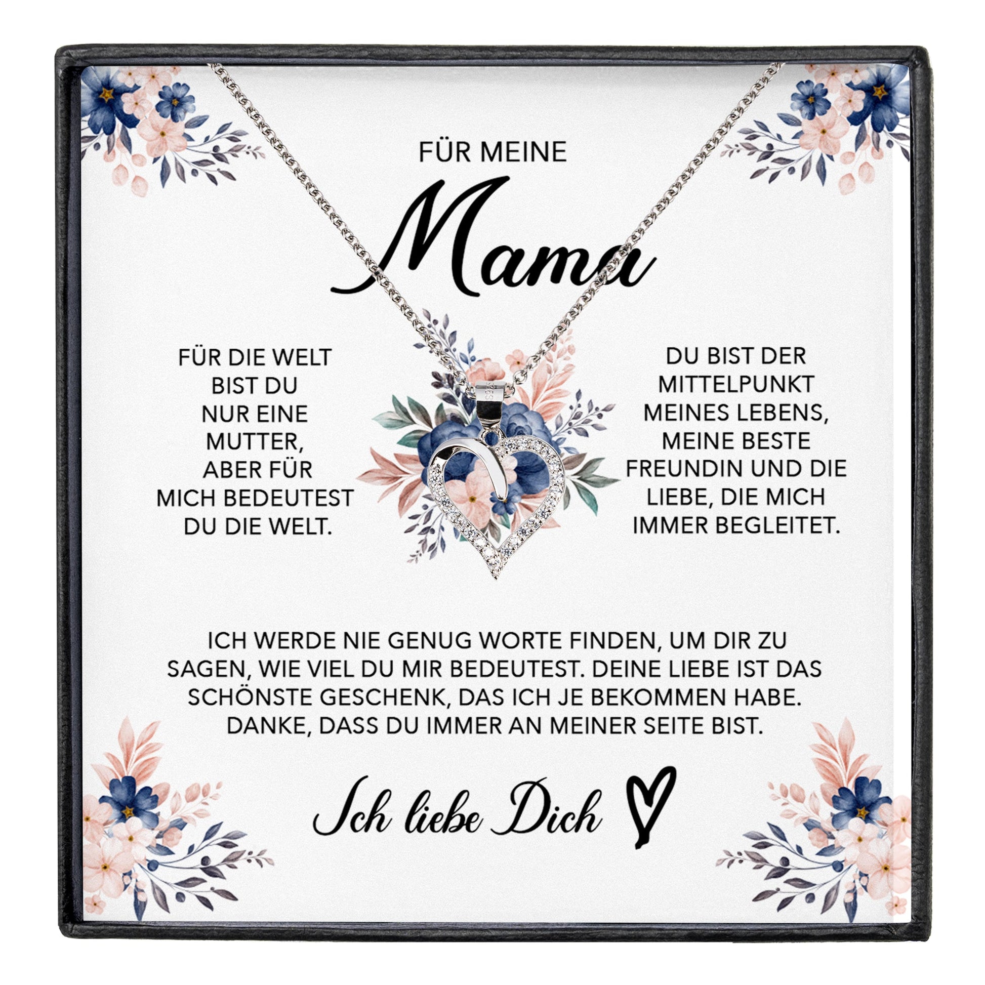 22Feels® Liebe Mama Geschenk Muttertag Geburtstag Silber 925/000 Herz Halskette Valentinstag Frauen Schmuck mit Karte Mutter Weihnachten Damen Collier Eltern-Schmuck mit Botschaftskarte - Herz21-22Feels