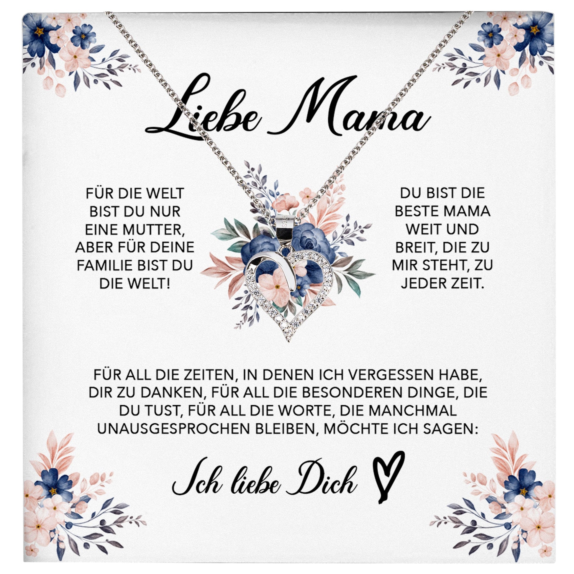 22Feels® Liebe Mama Geschenk Muttertag Geburtstag Silber 925/000 Herz Halskette Valentinstag Frauen Schmuck mit Karte Mutter Weihnachten Damen Collier Eltern-Schmuck mit Botschaftskarte - Herz21-22Feels