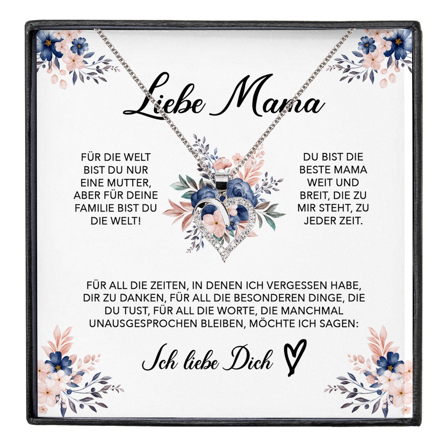 22Feels® Liebe Mama Geschenk Muttertag Geburtstag Silber 925/000 Herz Halskette Valentinstag Frauen Schmuck mit Karte Mutter Weihnachten Damen Collier Eltern-Schmuck mit Botschaftskarte - Herz21-22Feels