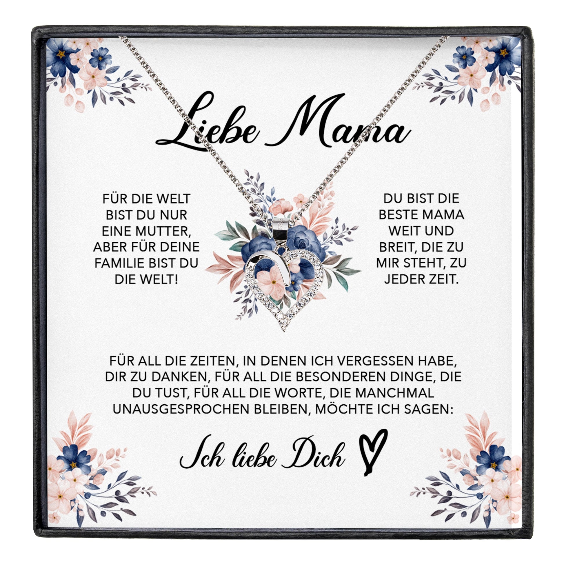 22Feels® Liebe Mama Geschenk Muttertag Geburtstag Silber 925/000 Herz Halskette Valentinstag Frauen Schmuck mit Karte Mutter Weihnachten Damen Collier Eltern-Schmuck mit Botschaftskarte - Herz21-22Feels