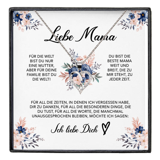 22Feels® Liebe Mama Geschenk Muttertag Geburtstag Silber 925/000 Herz Halskette Valentinstag Frauen Schmuck mit Karte Mutter Weihnachten Damen Collier Eltern-Schmuck mit Botschaftskarte - Herz21-22Feels