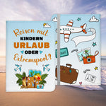 Eltern Reisepasshülle "Reisen mit Kindern" Frauen Geschenk Männer Reisen Sommer Urlaub Pass Etui Cover Organizer Kunst-Leder-Reisepass-Hülle-22Feels