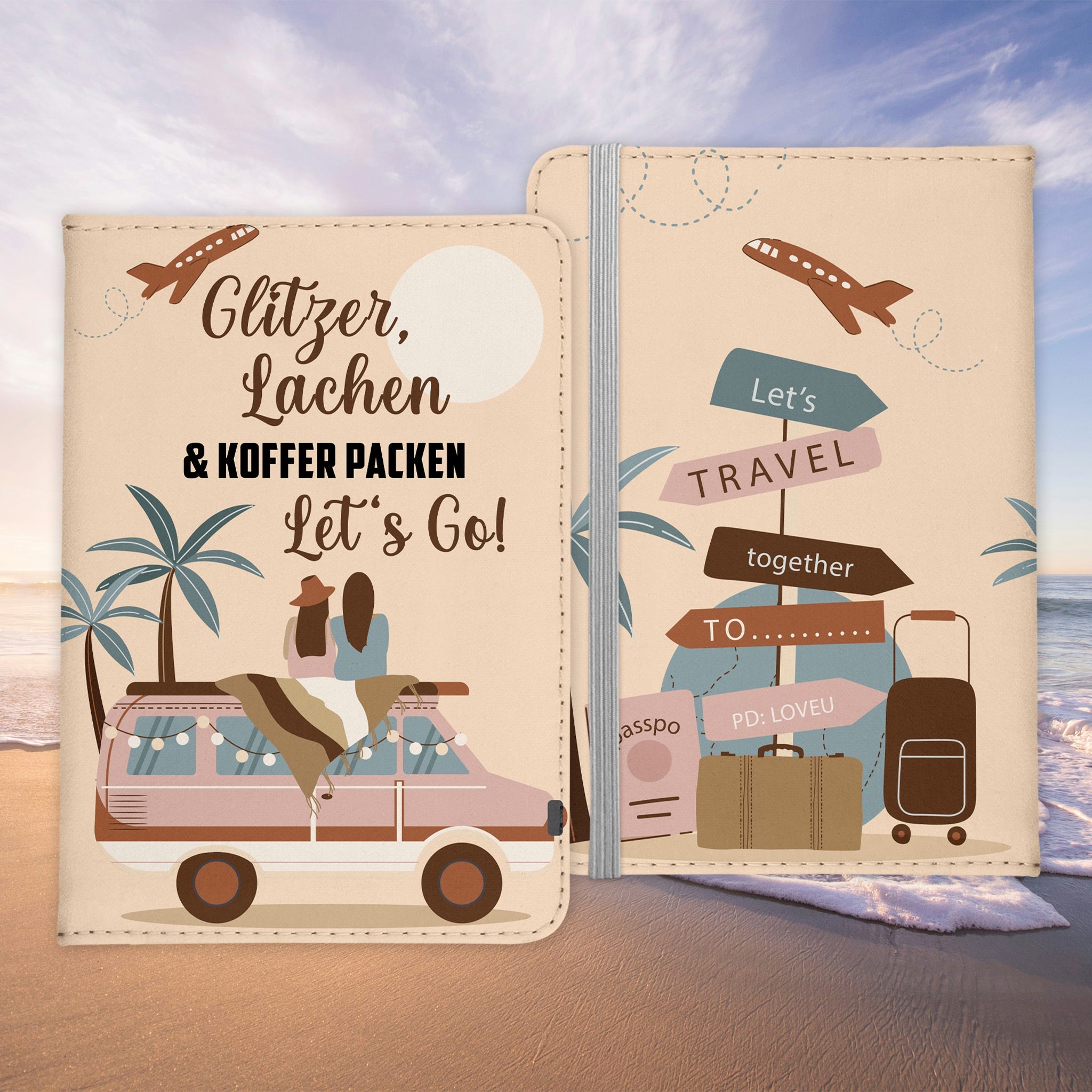 Beste Freundin Reisepasshülle Frauen Geschenk Reisen mit Freunden Pass Etui Cover Organizer Gadgets Sommer Urlaub Kunst-Leder-Reisepass-Hülle-22Feels