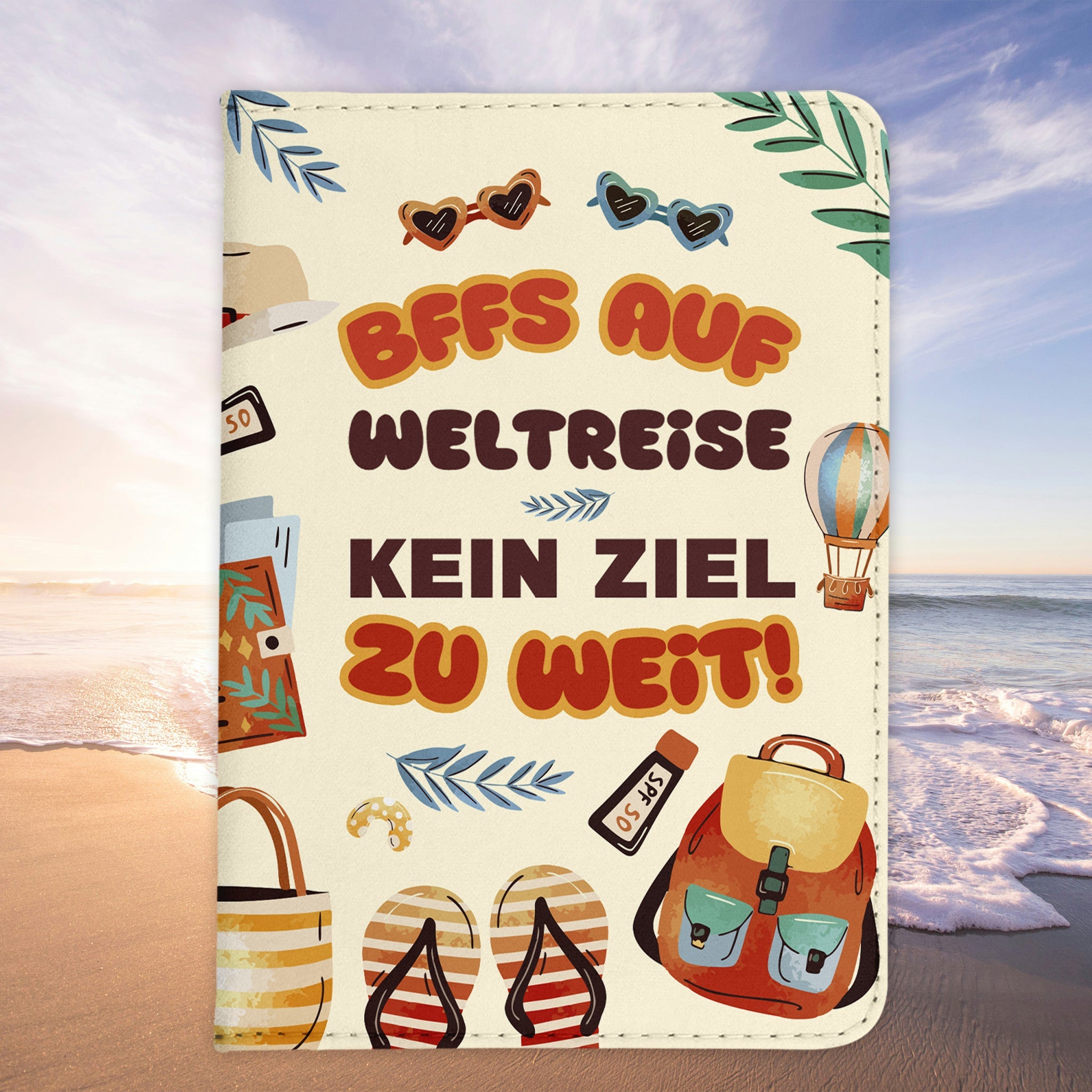 Beste Freundin Reisepasshülle Bffs Weltreise Frauen Geschenk Reisen mit Freunden Pass Etui Cover Organizer Gadgets Sommer Urlaub Kunst-Leder-Reisepass-Hülle-22Feels