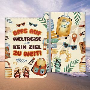 Beste Freundin Reisepasshülle Bffs Weltreise Frauen Geschenk Reisen mit Freunden Pass Etui Cover Organizer Gadgets Sommer Urlaub Kunst-Leder-Reisepass-Hülle-22Feels