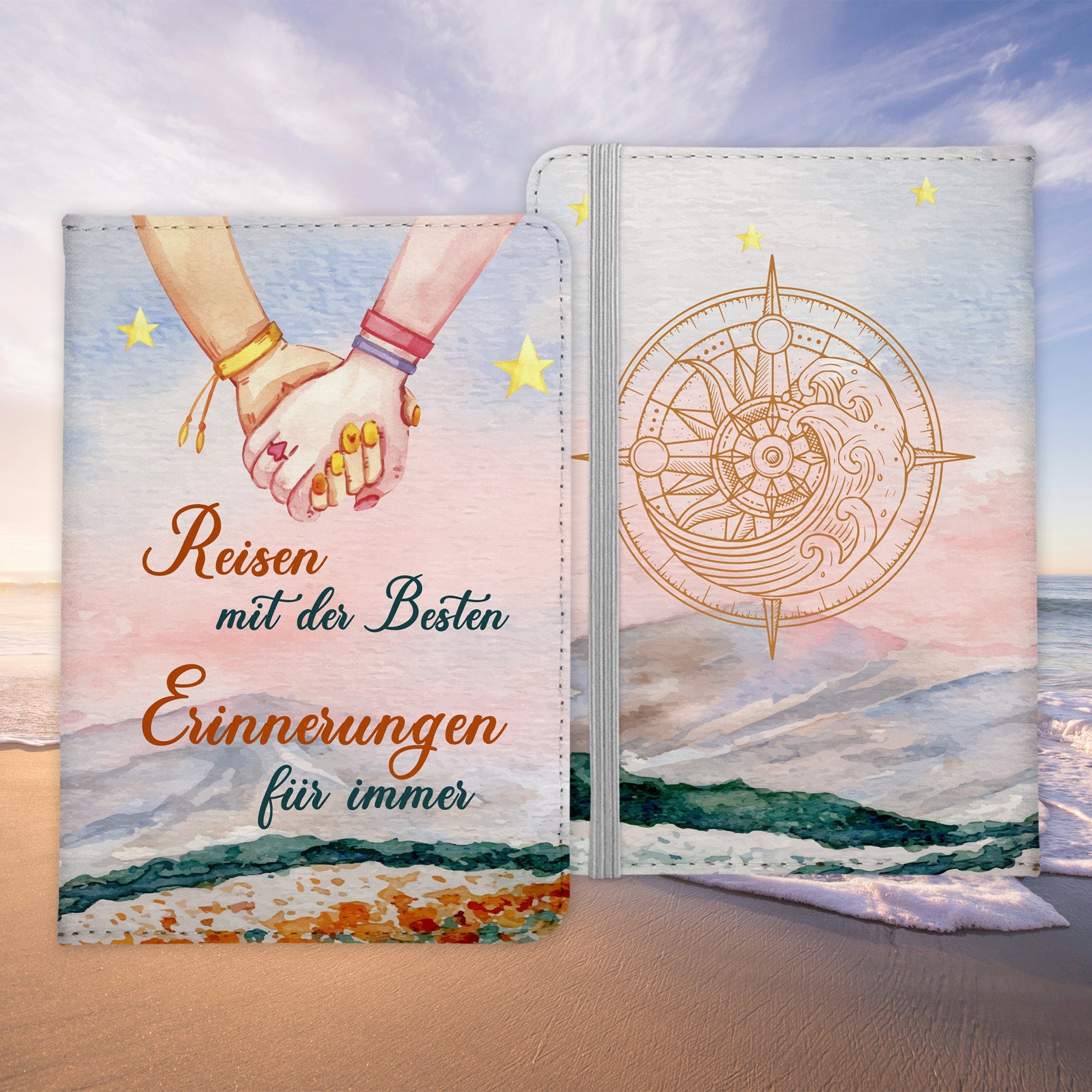 Beste Freundin Reisepasshülle Frauen Geschenk Reisen mit Freunden Pass Etui Cover Organizer Gadgets Sommer Urlaub Kunst-Leder-Reisepass-Hülle-22Feels