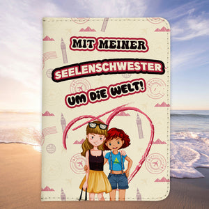 Beste Freundin Reisepasshülle "Seelenschwester" Frauen Geschenk Reisen mit Freunden Pass Etui Cover Organizer Gadgets Sommer Urlaub Kunst-Leder-Reisepass-Hülle-22Feels