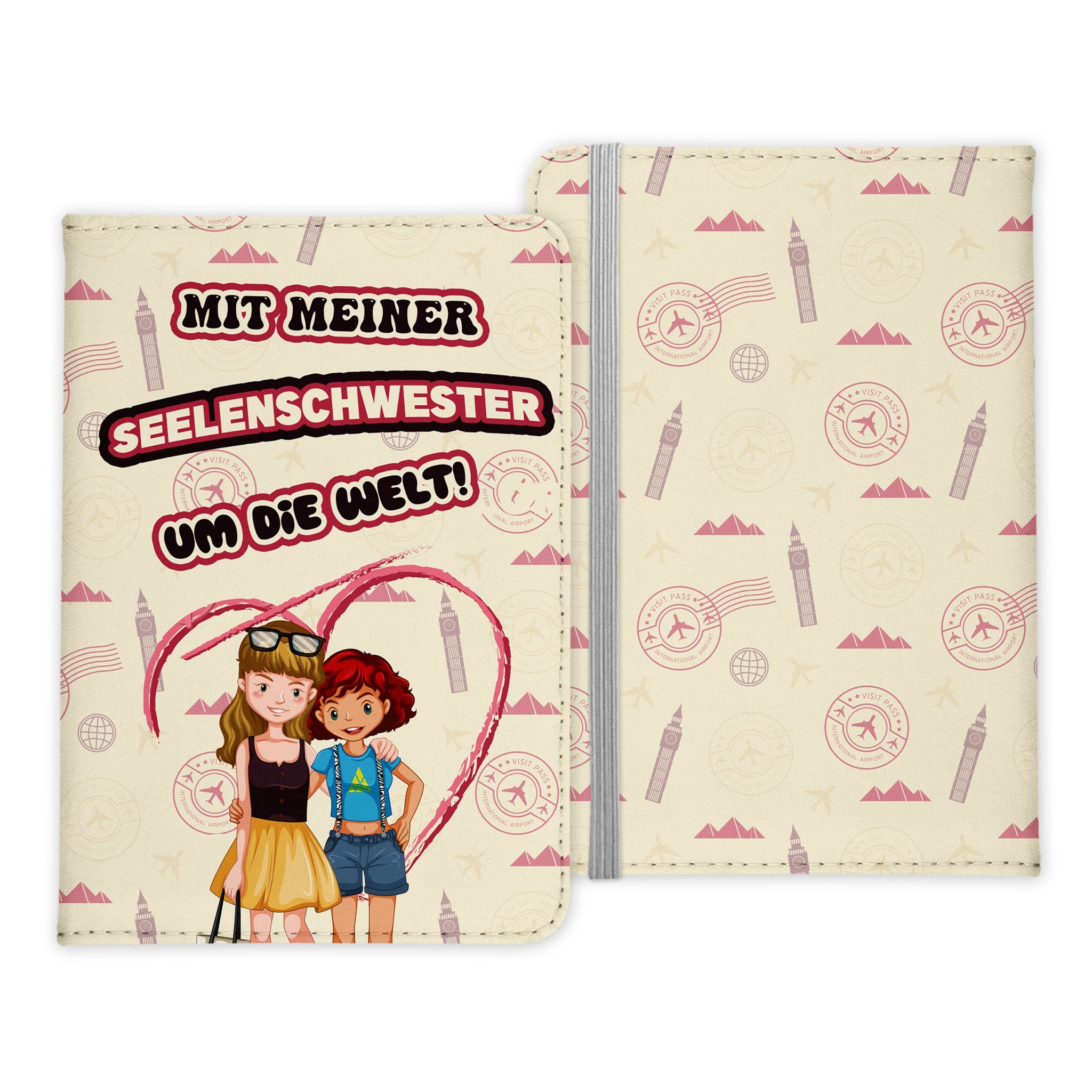 Beste Freundin Reisepasshülle "Seelenschwester" Frauen Geschenk Reisen mit Freunden Pass Etui Cover Organizer Gadgets Sommer Urlaub Kunst-Leder-Reisepass-Hülle-22Feels
