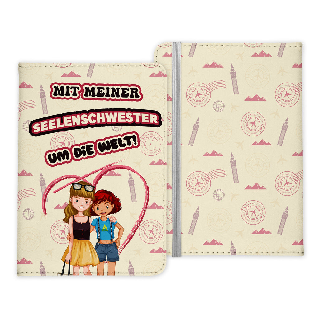 Beste Freundin Reisepasshülle "Seelenschwester" Frauen Geschenk Reisen mit Freunden Pass Etui Cover Organizer Gadgets Sommer Urlaub Kunst-Leder-Reisepass-Hülle-22Feels