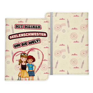 Beste Freundin Reisepasshülle "Seelenschwester" Frauen Geschenk Reisen mit Freunden Pass Etui Cover Organizer Gadgets Sommer Urlaub Kunst-Leder-Reisepass-Hülle-22Feels