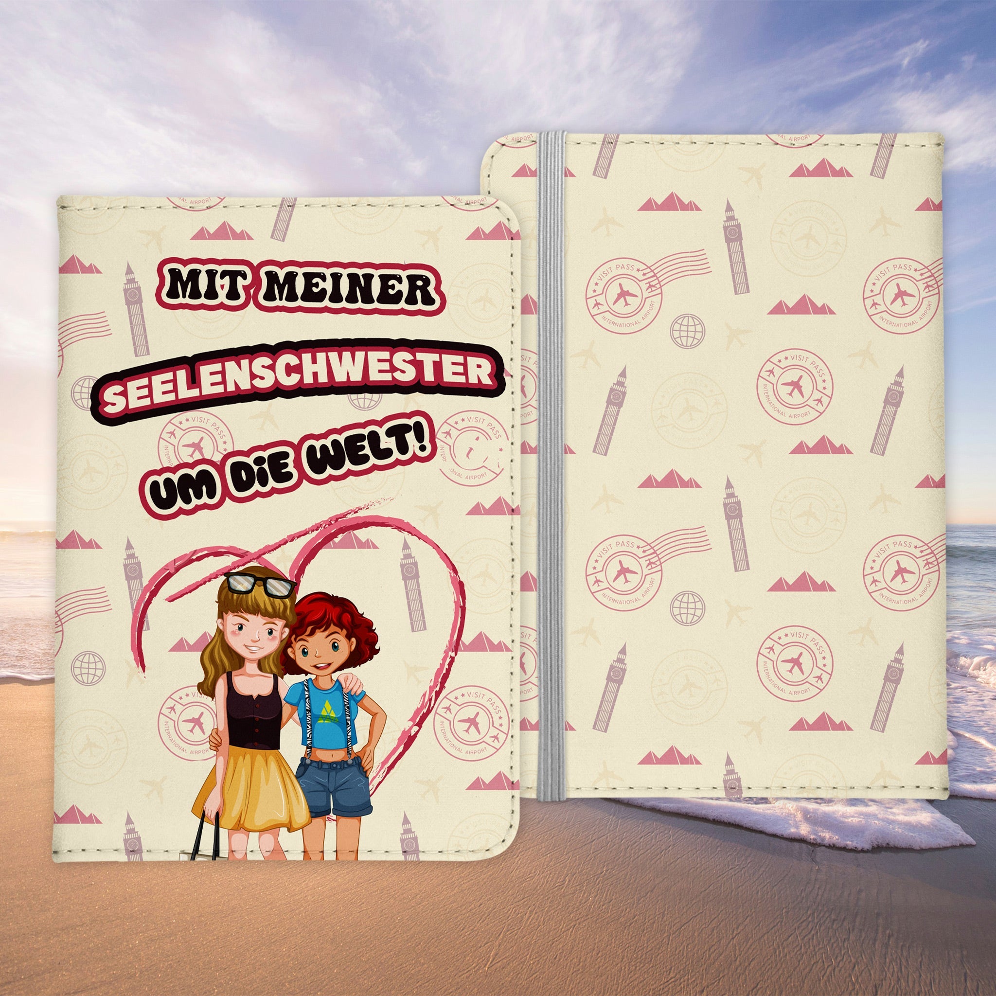 Beste Freundin Reisepasshülle "Seelenschwester" Frauen Geschenk Reisen mit Freunden Pass Etui Cover Organizer Gadgets Sommer Urlaub Kunst-Leder-Reisepass-Hülle-22Feels