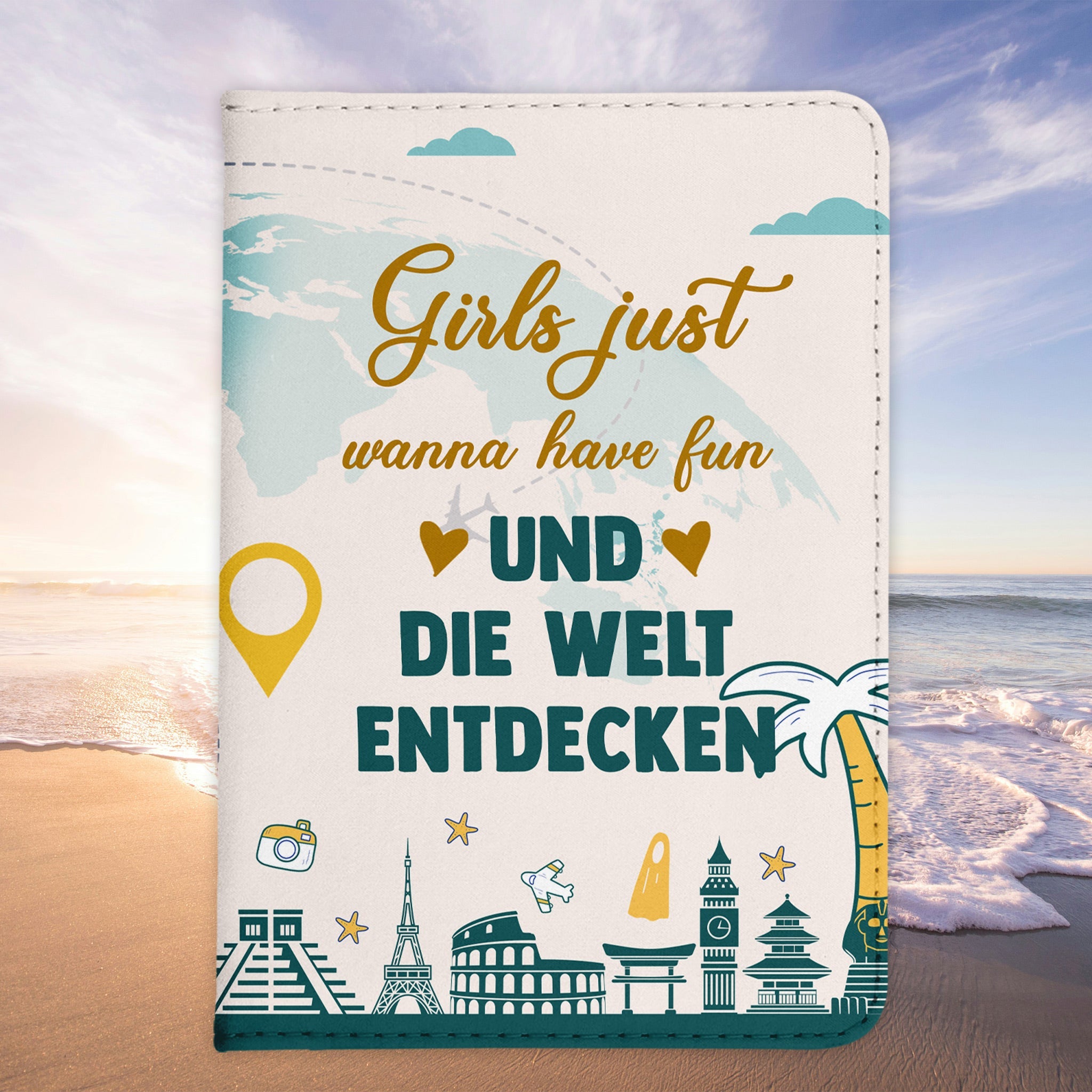 Beste Freundin Reisepasshülle Frauen Geschenk Reisen mit Freunden Pass Etui Cover Organizer Gadgets Sommer Urlaub Kunst-Leder-Reisepass-Hülle-22Feels