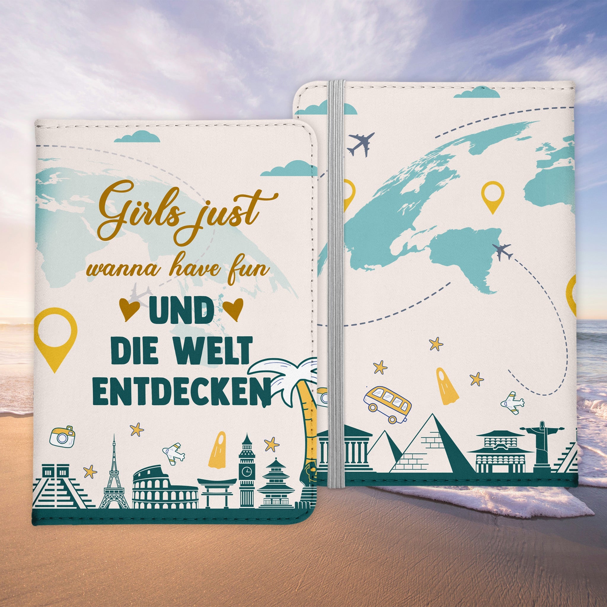 Beste Freundin Reisepasshülle Frauen Geschenk Reisen mit Freunden Pass Etui Cover Organizer Gadgets Sommer Urlaub Kunst-Leder-Reisepass-Hülle-22Feels