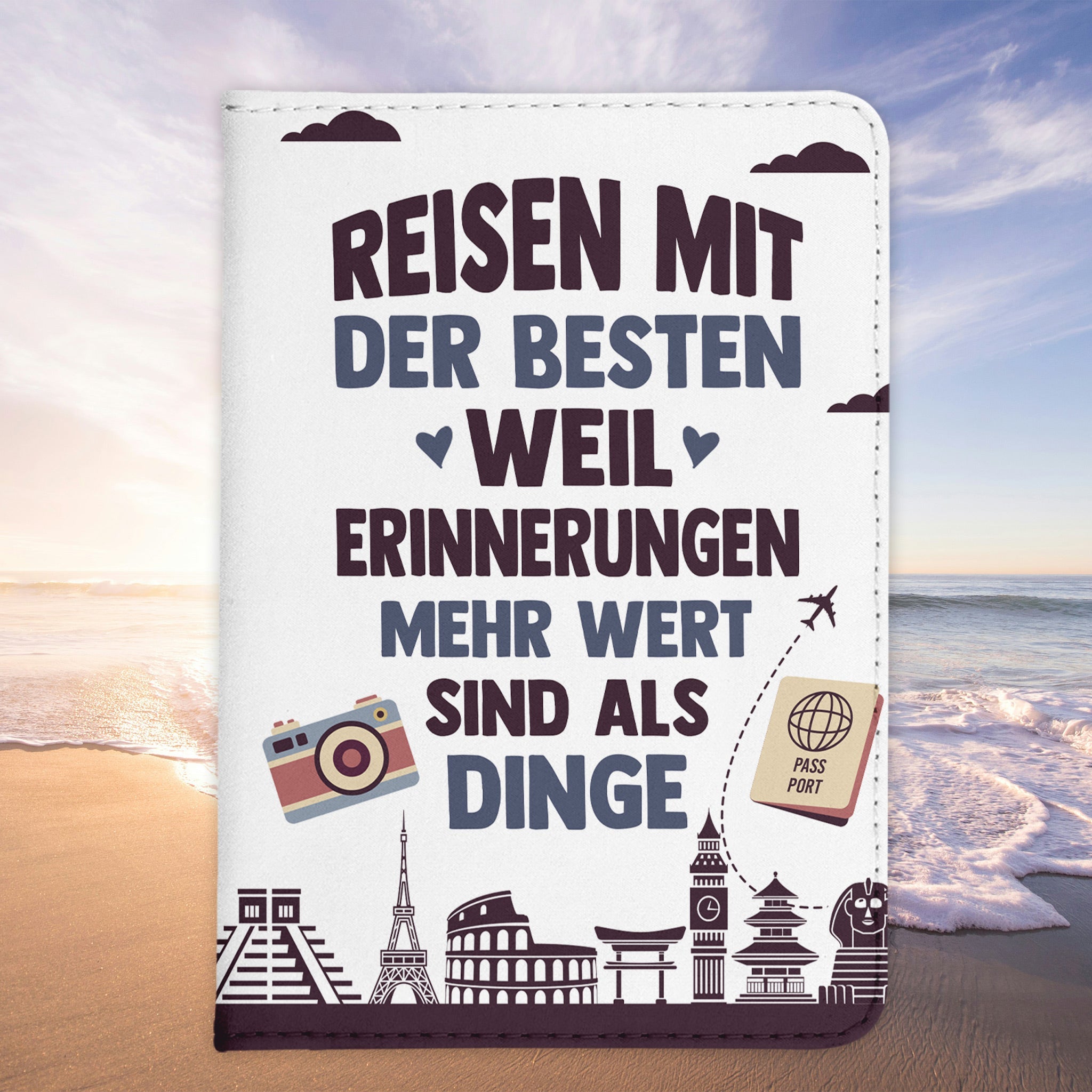 Beste Freundin Reisepasshülle "Erinnerungen" Frauen Geschenk Reisen mit Freunden Pass Etui Cover Organizer Gadgets Sommer Urlaub Kunst-Leder-Reisepass-Hülle-22Feels