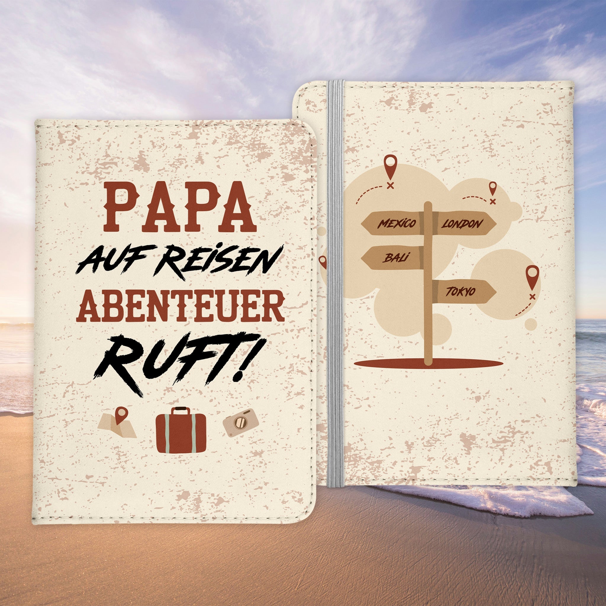 Papa Geschenk Reisepasshülle Männer Reisen Pass Etui Cover Organizer Vater Gadgets Sommer Urlaub Kunst-Leder-Reisepass-Hülle-22Feels