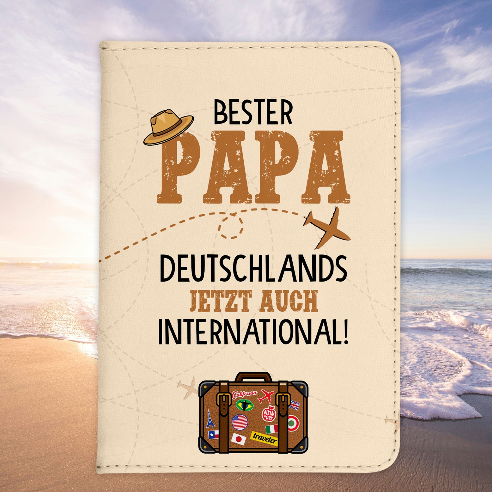 Papa Geschenk Reisepasshülle Männer Reisen Pass Etui Cover Organizer Vater Gadgets Sommer Urlaub Kunst-Leder-Reisepass-Hülle-22Feels