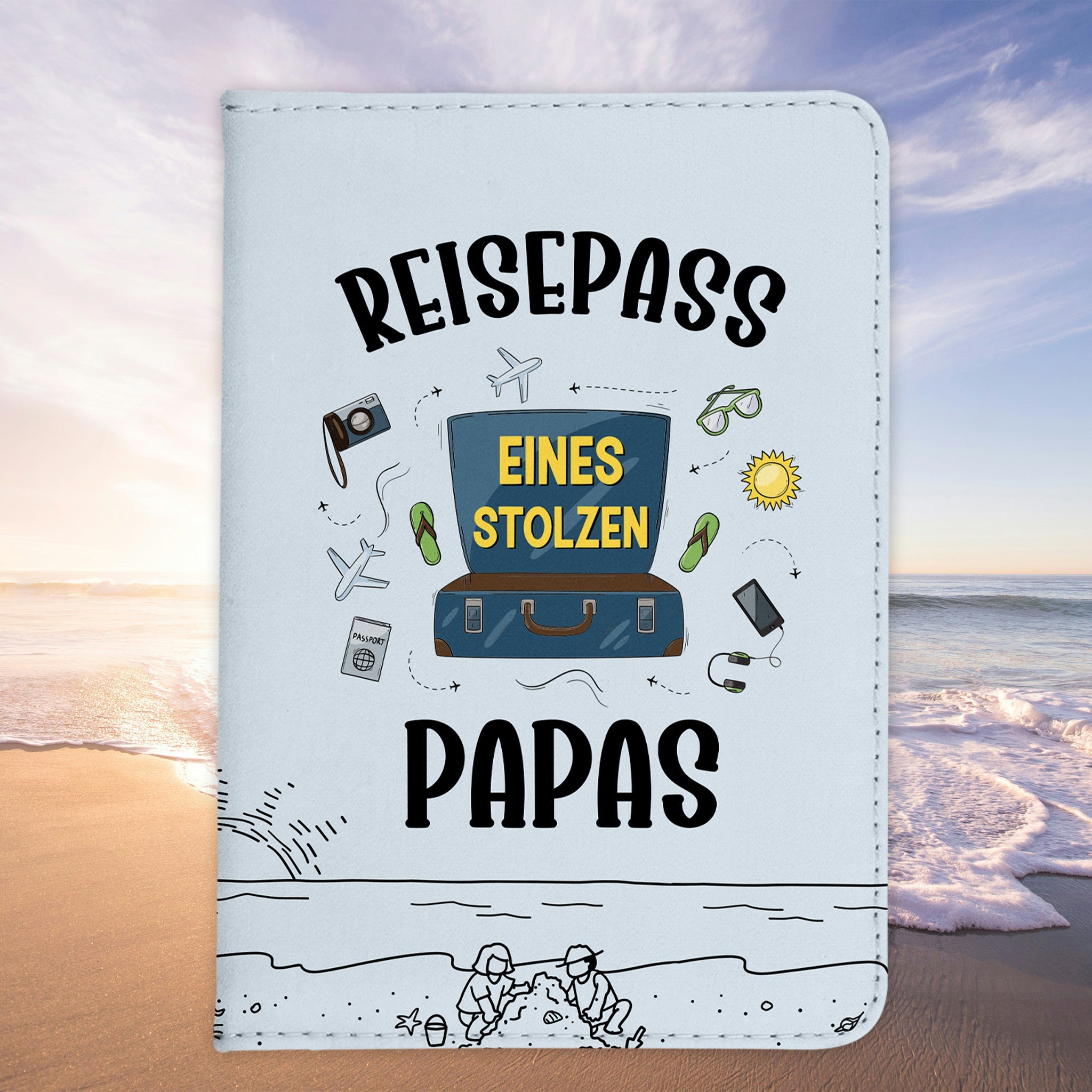 Papa Geschenk Reisepasshülle Männer Reisen Pass Etui Cover Organizer Vater Gadgets Sommer Urlaub Kunst-Leder-Reisepass-Hülle-22Feels