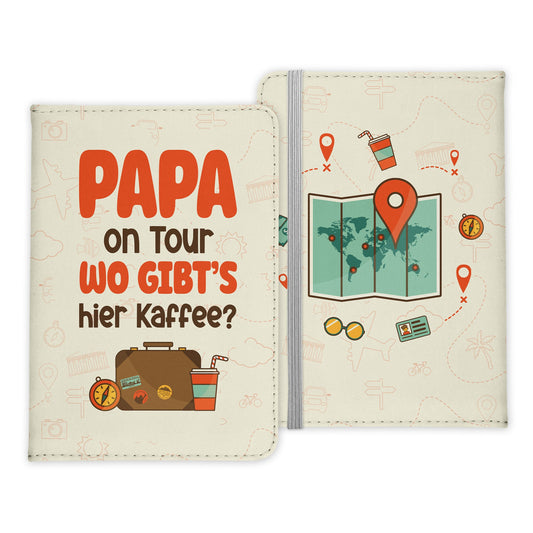 Papa Geschenk Reisepasshülle "On Tour Kaffee" Männer Reisen Pass Etui Cover Organizer Vater Gadgets Sommer Urlaub Kunst-Leder-Reisepass-Hülle-22Feels
