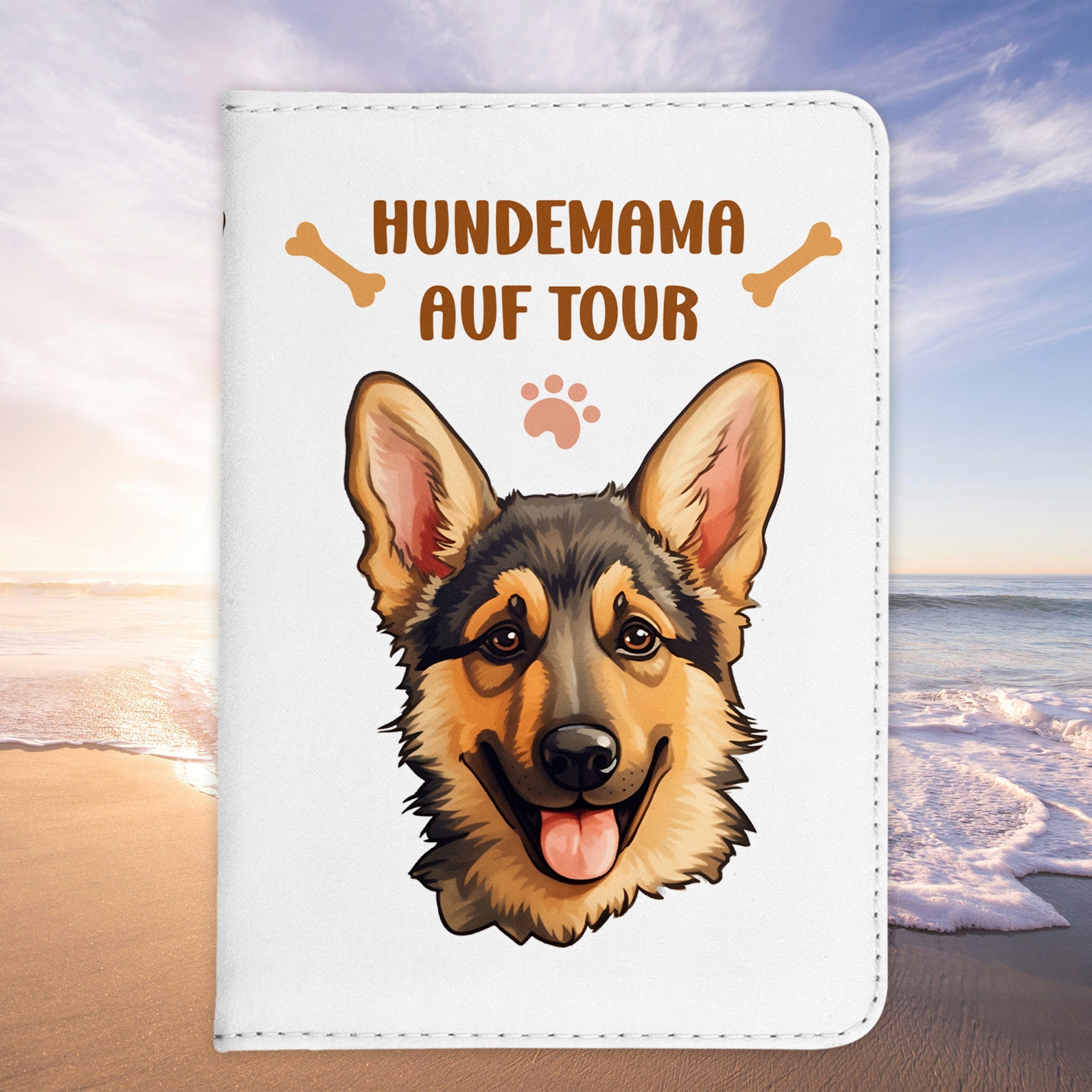 Deutscher Schäferhund Reisepasshülle Hundemama Geschenk Frauchen Reisen mit Hund Pass Etui Cover Organizer Frauen Gadgets Sommer Urlaub Kunst-Leder-Reisepass-Hülle-22Feels