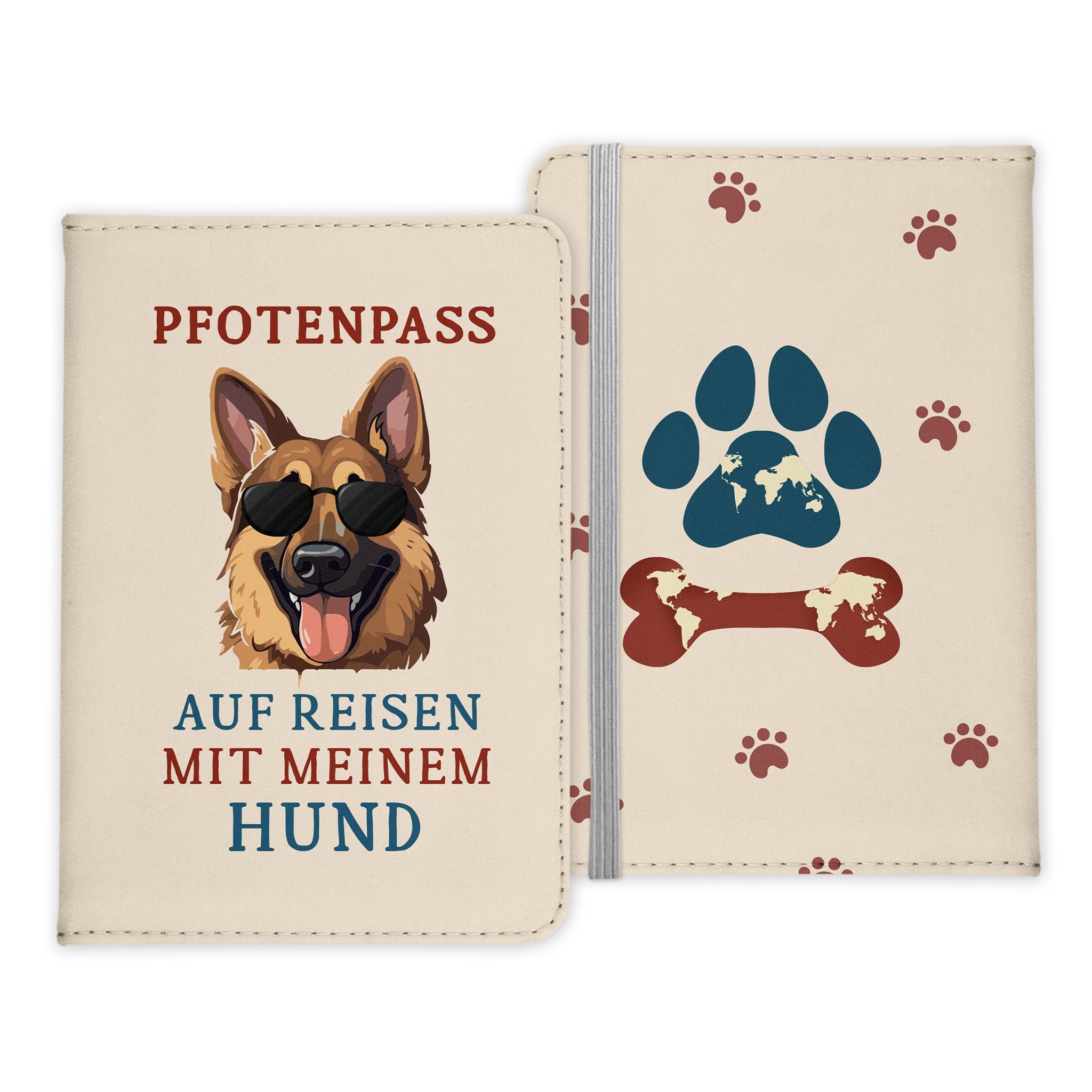 Deutscher Schäferhund Reisepasshülle "Pfotenpass" Geschenk Reisen mit Hund Frauen Männer Pass Etui Cover Organizer Gadgets Sommer Urlaub Kunst-Leder-Reisepass-Hülle-22Feels