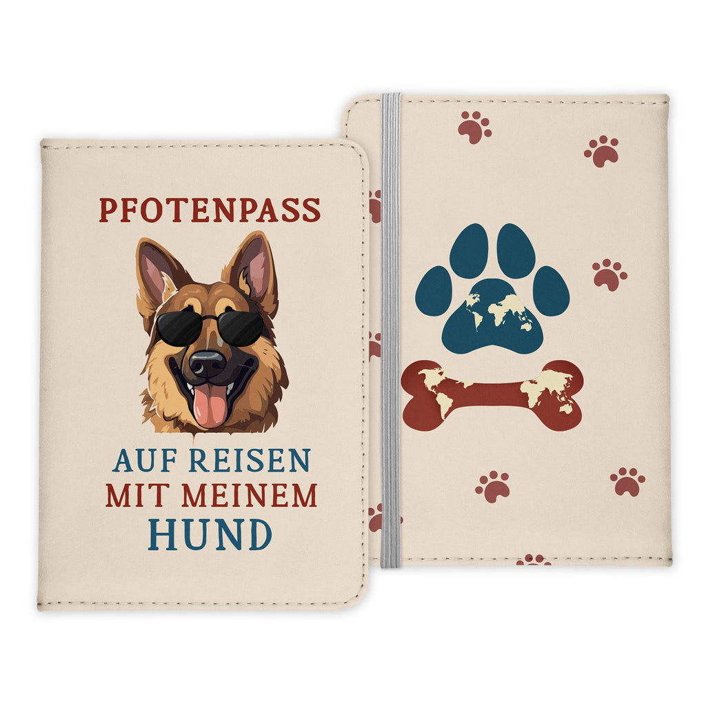 Deutscher Schäferhund Reisepasshülle "Pfotenpass" Geschenk Reisen mit Hund Frauen Männer Pass Etui Cover Organizer Gadgets Sommer Urlaub Kunst-Leder-Reisepass-Hülle-22Feels