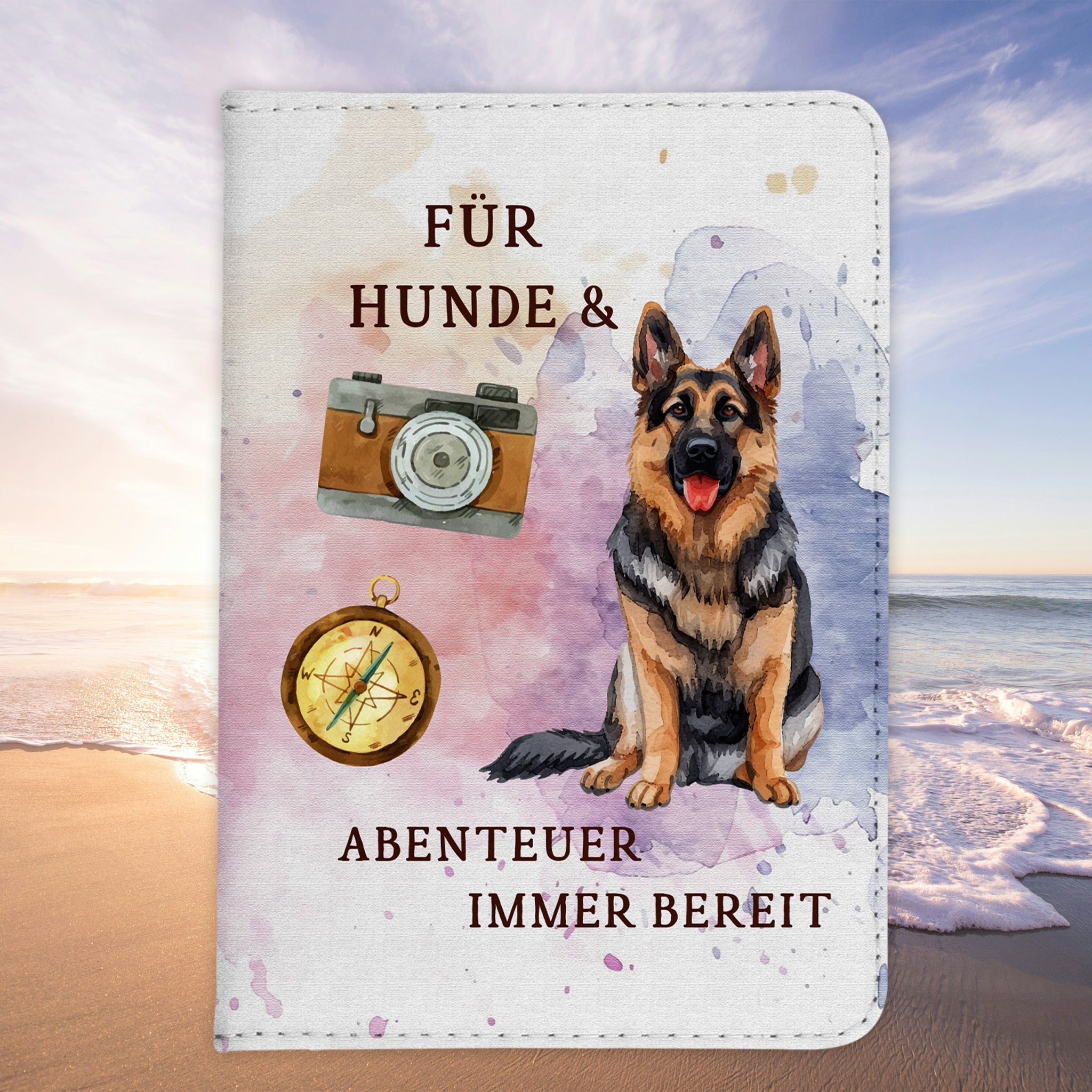 Deutscher Schäferhund Reisepasshülle Geschenk Reisen mit Hund Frauen Männer Pass Etui Cover Organizer Gadgets Sommer Urlaub Kunst-Leder-Reisepass-Hülle-22Feels